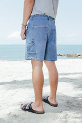 Sk858 Carpenter Denim Shorts (MidBlue)