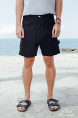 Sk858 BillyBlue Carpenter Denim Shorts (Black)